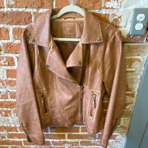 Max Studio Faux Leather Jacket - cognac